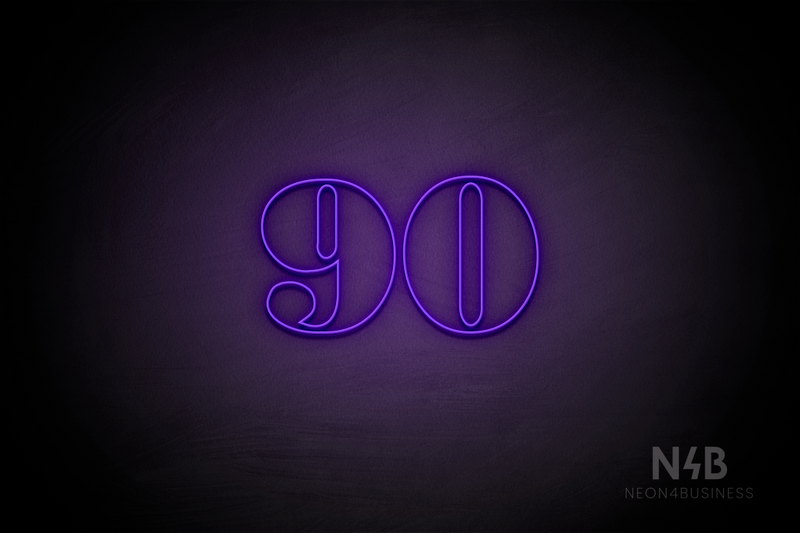 Number "90" (Bodoni Libre font) - LED neon sign