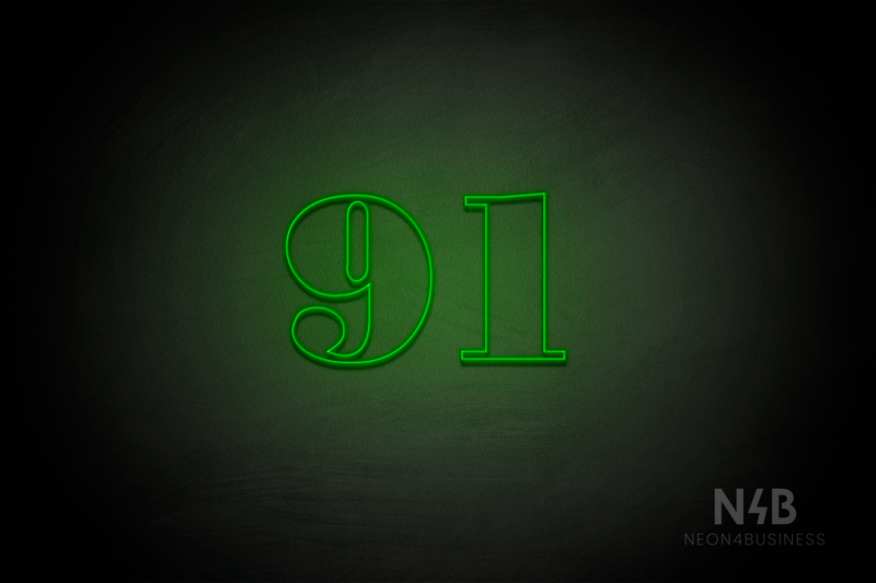 Number "91" (Bodoni Libre font) - LED neon sign