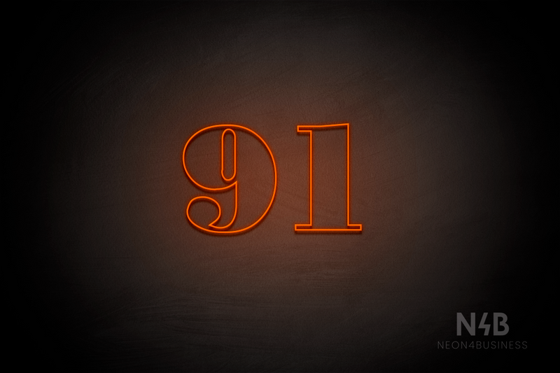 Number "91" (Bodoni Libre font) - LED neon sign
