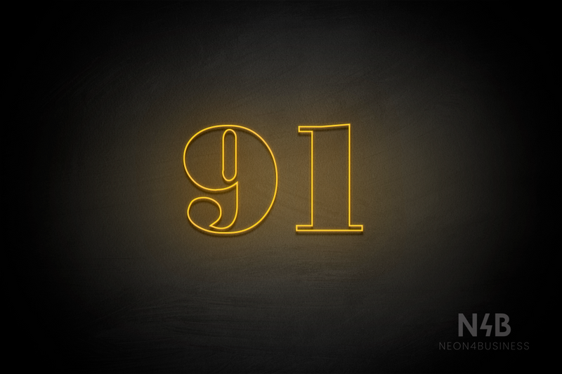 Number "91" (Bodoni Libre font) - LED neon sign