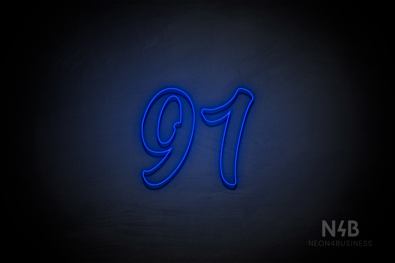 Number "91" (Charming font) - LED neon sign