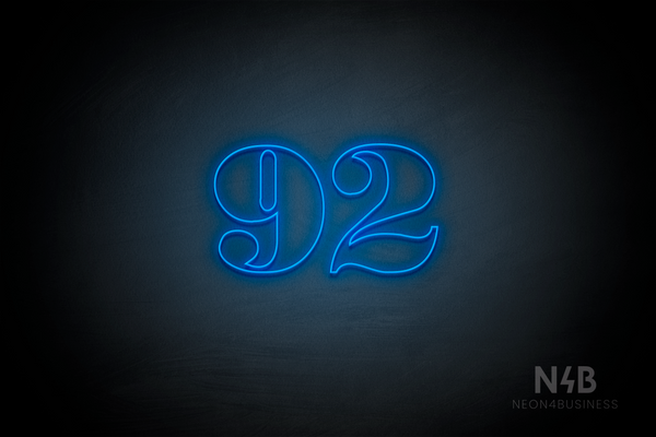 Number "92" (Bodoni Libre font) - LED neon sign