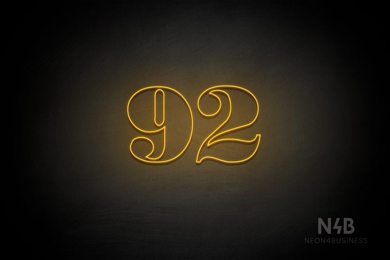 Number "92" (Bodoni Libre font) - LED neon sign