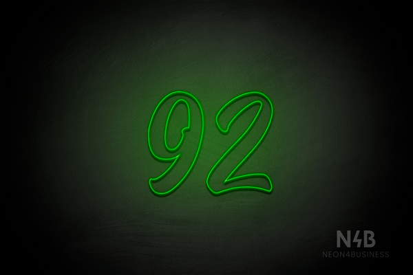 Number "92" (Charming font) - LED neon sign