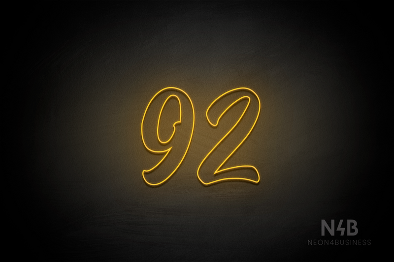 Number "92" (Charming font) - LED neon sign