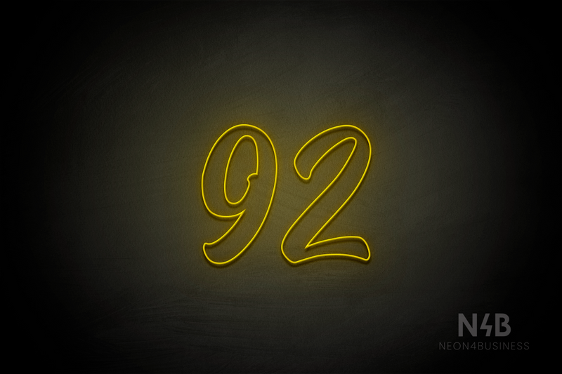 Number "92" (Charming font) - LED neon sign