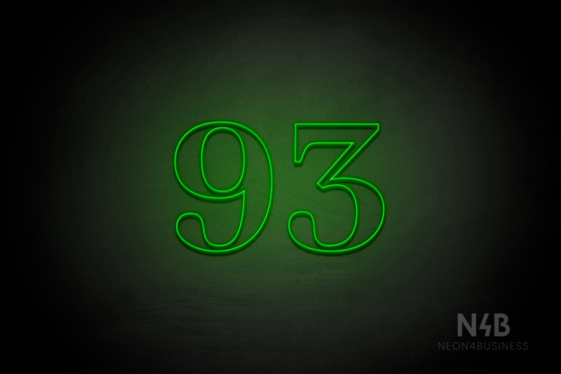Number "93" (World font) - LED neon sign