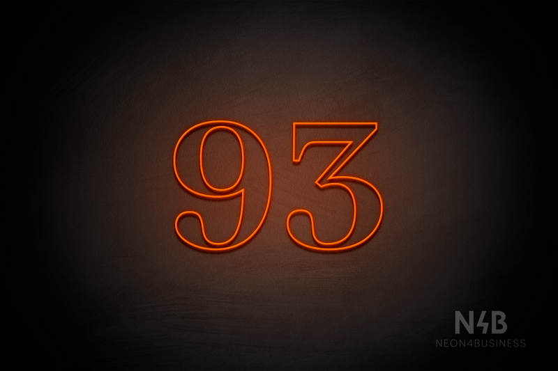 Number "93" (World font) - LED neon sign