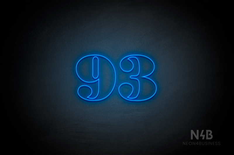 Number "93" (Bodoni Libre font) - LED neon sign