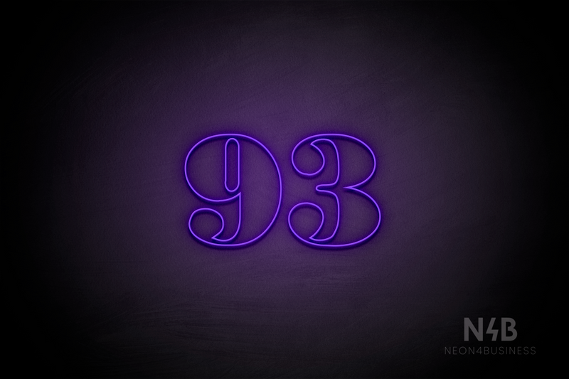 Number "93" (Bodoni Libre font) - LED neon sign