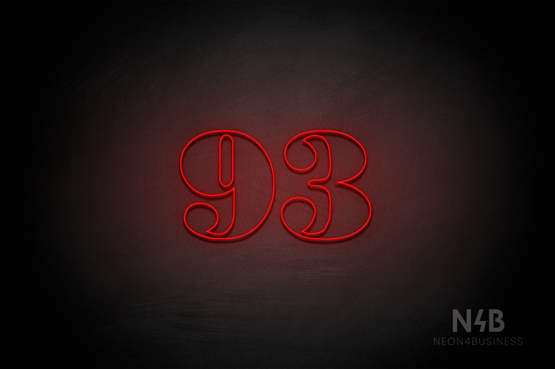 Number "93" (Bodoni Libre font) - LED neon sign