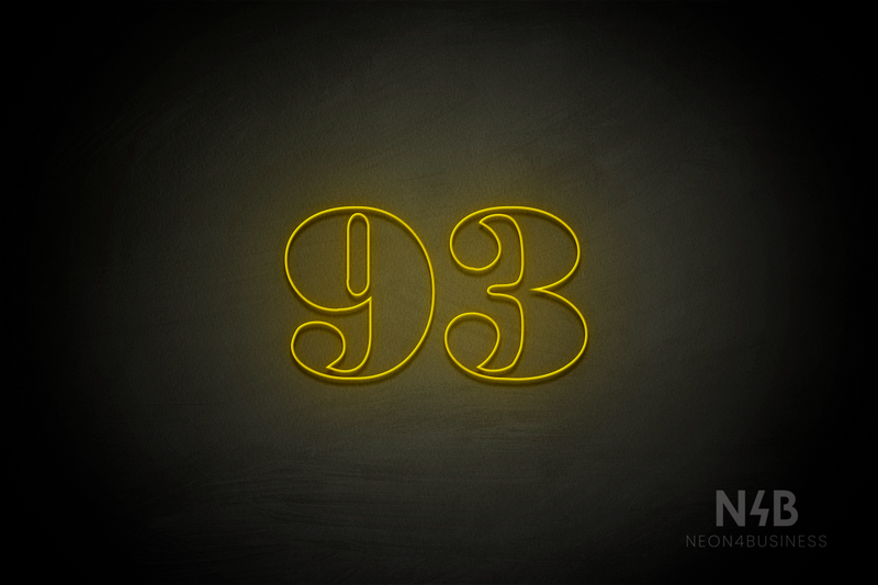 Number "93" (Bodoni Libre font) - LED neon sign