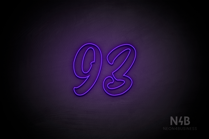 Number "93" (Charming font) - LED neon sign