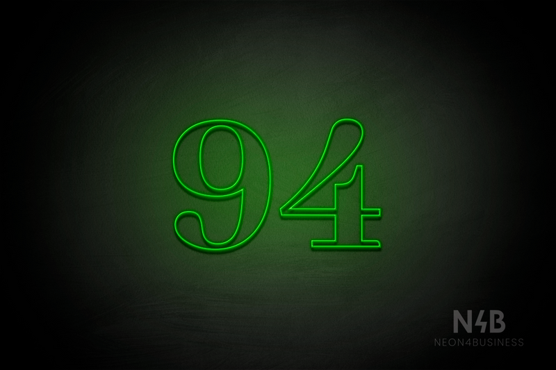 Number "94" (World font) - LED neon sign