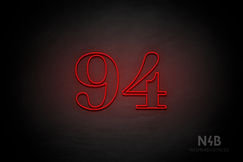 Number "94" (World font) - LED neon sign