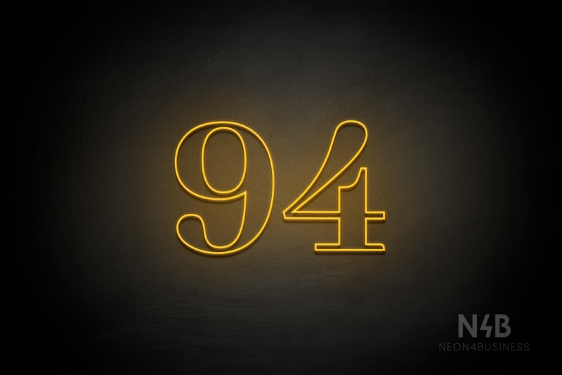 Number "94" (World font) - LED neon sign