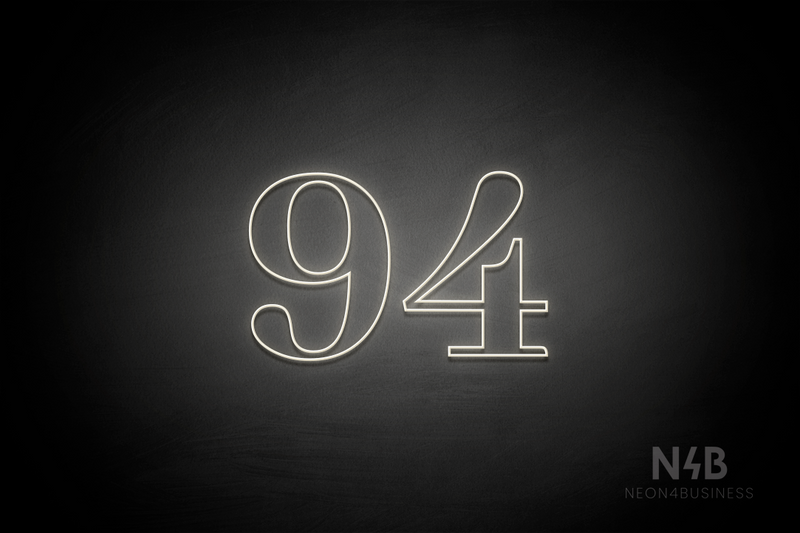 Number "94" (World font) - LED neon sign