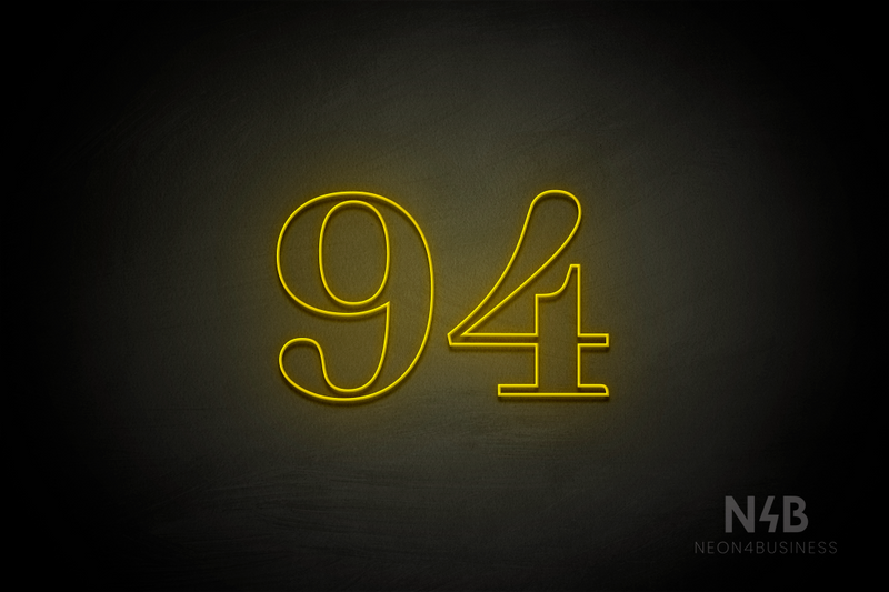 Number "94" (World font) - LED neon sign