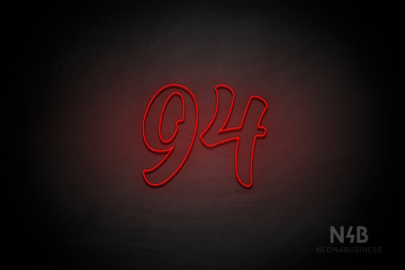 Number "94" (Charming font) - LED neon sign
