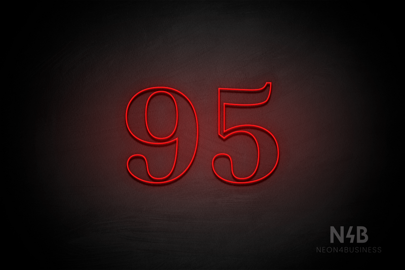 Number "95" (World font) - LED neon sign