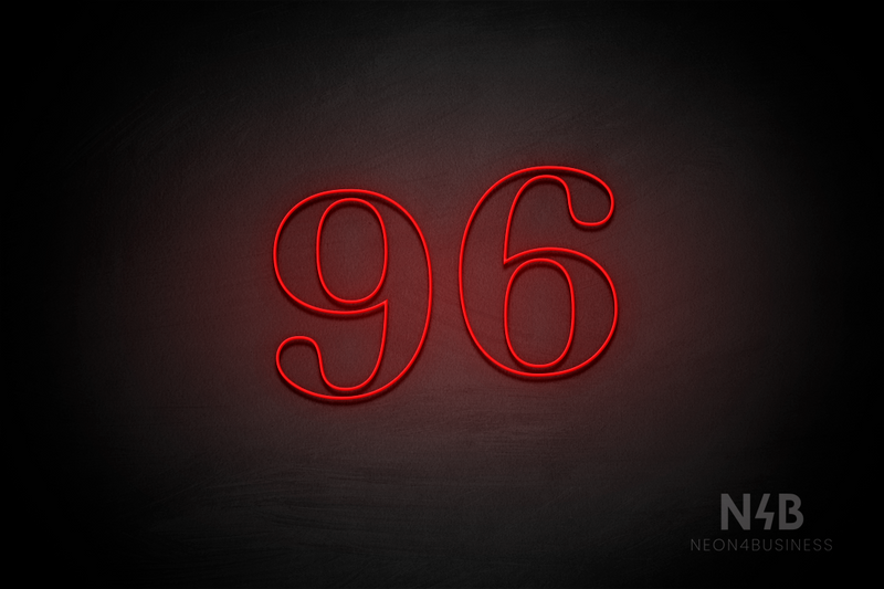 Number "96" (World font) - LED neon sign