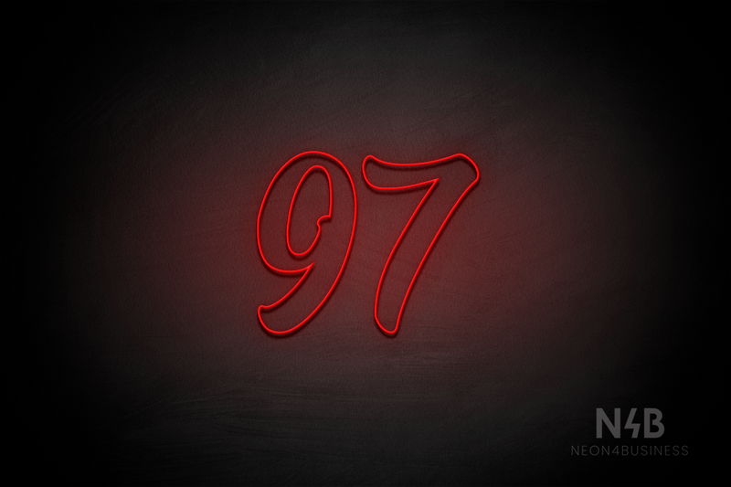 Number "97" (Charming font) - LED neon sign