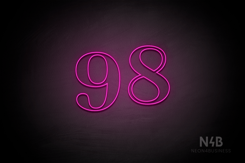 Number "98" (World font) - LED neon sign