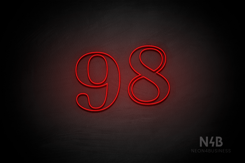 Number "98" (World font) - LED neon sign