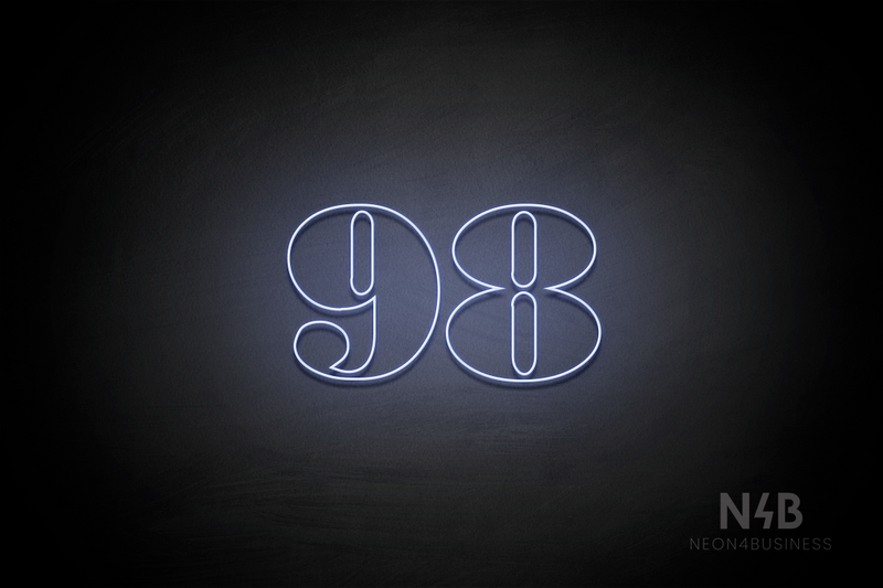 Number "98" (Bodoni Libre font) - LED neon sign