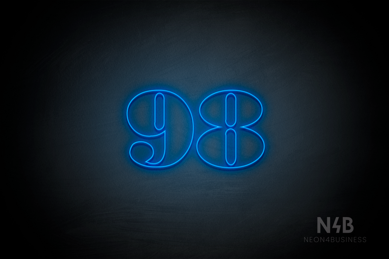 Number "98" (Bodoni Libre font) - LED neon sign