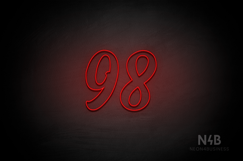 Number "98" (Charming font) - LED neon sign