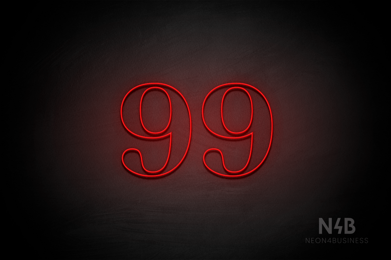 Number "99" (World font) - LED neon sign