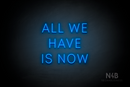 "ALL WE HAVE IS NOW" (Benafor font) - LED neon sign