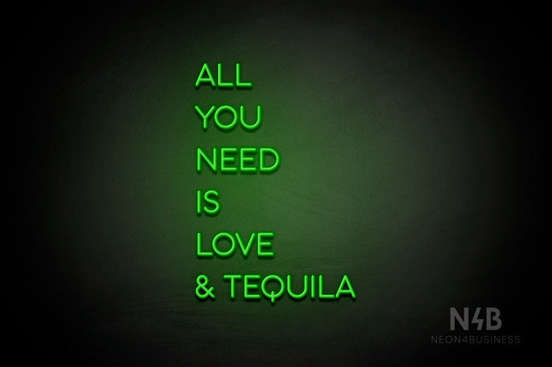 "ALL YOU NEED IS LOVE & TEQUILA" (Sunny Day Display font) - LED neon sign