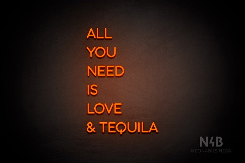 "ALL YOU NEED IS LOVE & TEQUILA" (Sunny Day Display font) - LED neon sign