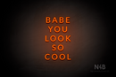 "BABE YOU LOOK SO COOL" (Optika font) - LED neon sign