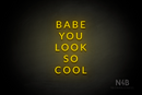 "BABE YOU LOOK SO COOL" (Optika font) - LED neon sign