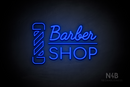 "BARBER SHOP" barber pole (Funky Regular - Cooper font) - LED neon sign