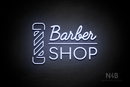 "BARBER SHOP" barber pole (Funky Regular - Cooper font) - LED neon sign