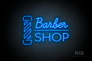 "BARBER SHOP" barber pole (Funky Regular - Cooper font) - LED neon sign