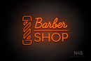 "BARBER SHOP" barber pole (Funky Regular - Cooper font) - LED neon sign