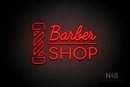 "BARBER SHOP" barber pole (Funky Regular - Cooper font) - LED neon sign