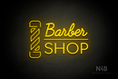 "BARBER SHOP" barber pole (Funky Regular - Cooper font) - LED neon sign