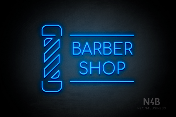 "BARBER SHOP" barber pole (Cooper font) - LED neon sign