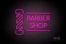 "BARBER SHOP" barber pole (Cooper font) - LED neon sign