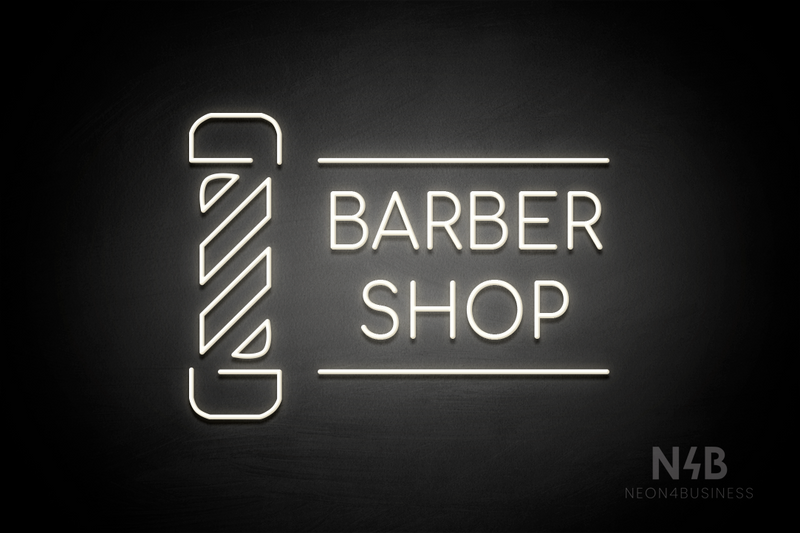 "BARBER SHOP" barber pole (Cooper font) - LED neon sign