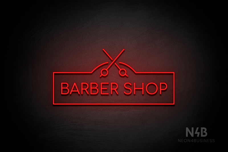 "BARBER SHOP" scissors sign (Cooper font) - LED neon sign