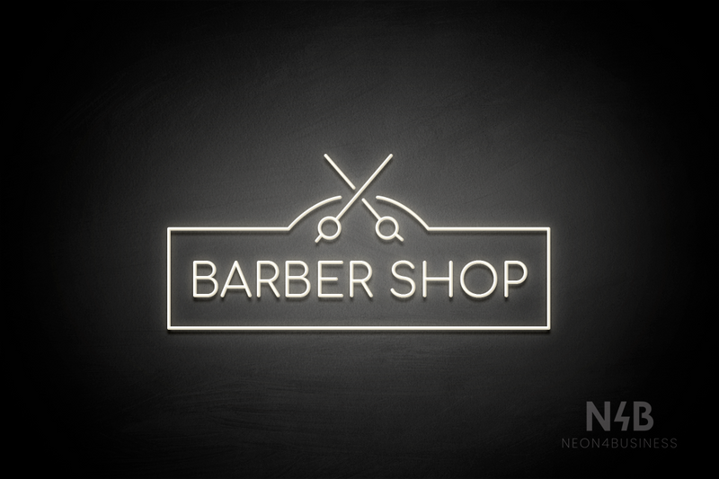 "BARBER SHOP" scissors sign (Cooper font) - LED neon sign