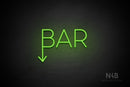 "BAR" (down arrow, Sunny Day font) - LED neon sign