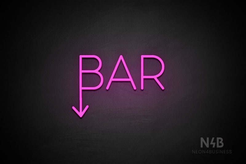 "BAR" (down arrow, Sunny Day font) - LED neon sign